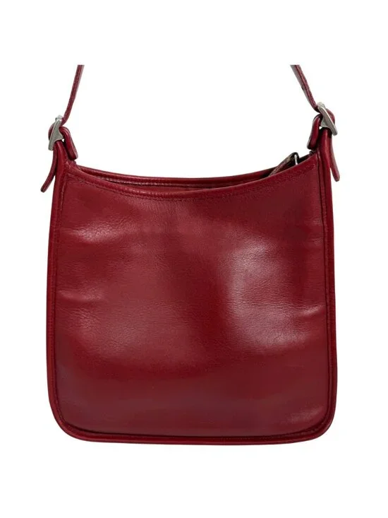 Vintage COACH Andrea 9073 USA Slim Shoulder Bag Red Leather Silver Buckle NO TAG - Picture 5 of 16